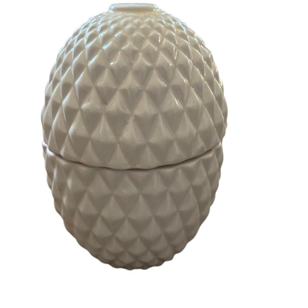 Pineapple Shaped White Ceramic Jar